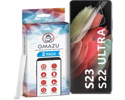 Samsung Galaxy S22 Ultra / S23 Ultra OMAZU 3D Flex TPU Screenprotector, 2 Pack - 100% vingerafdruk scanner compatible- Edge-to-Edge beschermingsfunctie