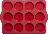 Taartvormen siliconen 37,2 x 26 x 2,2cm voor 12 taartjes | Rood | cakevorm met handgrepen | cakevormen | anti-aanbaklaag | voor oven en magnetron SILITELET-PRO