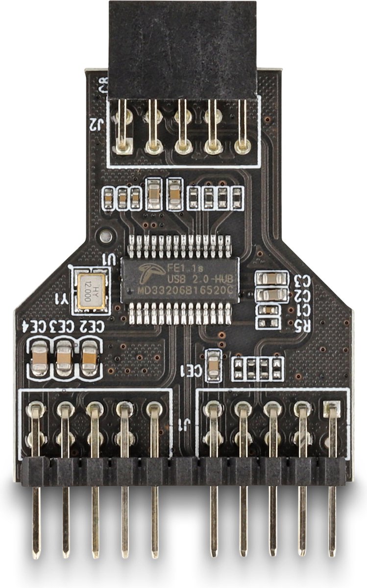 Delock USB 2.0 Hub 9 pin Pin Header female to 2 x 9 pin Pin Header male
