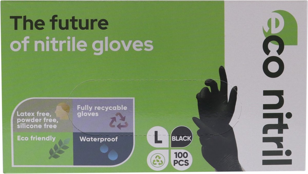 100x - Gloovy - Eco gloves - Duurzame Huishoudhandschoenen - Zwart XL