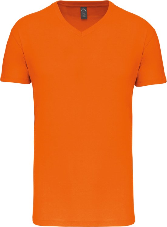 Oranje T-shirt met V-hals merk Kariban maat 3XL