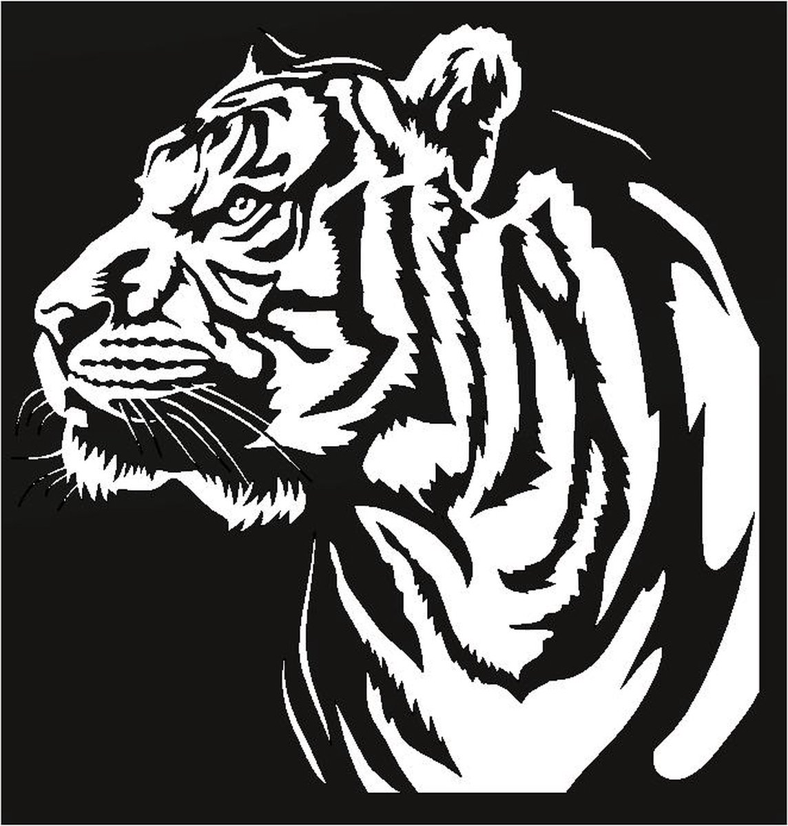 Kunst van metaal - Tijger silhouet - wanddecoratie industrieel - zwart gepoedercoat - staal - metaal