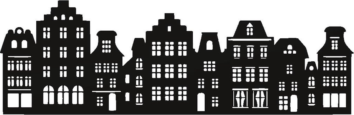 Kunst van metaal - grachtenpanden - wanddecoratie industrieel - zwart gepoedercoat - staal - metaal