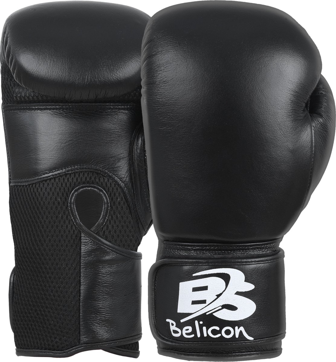 Bokshandschoenen Van Echt Rundleer Zwart/Wit - 12 oz Belicon Sports