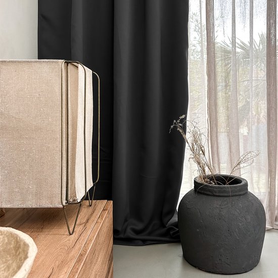 HOOMstyle Kant en Klaar Gordijn - Verduisterend - Met Plooiband - 140x270cm - Zwart