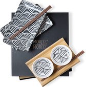Moritz & Moritz Sushi Servies Set voor 2 Personen - 10 Delig - Sushi Serveerset met 2 x Sushi Borden, Dipschaaltjes en Sticks