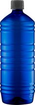 Lege Plastic Fles 1 liter PET blauw - met zwarte ribbeldop - set van 10 stuks - Navulbaar - Leeg