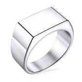 Zegelring Zilver RVS Staal - (Maat 60 - 19 mm - 18.9 mm) - Ring Heren / Dames - Zegelring Mannen / Vrouwen - Viking Ring - Biker Ring - Ring Heren Staal Roestvrij Staal RVS Zilverkleurig