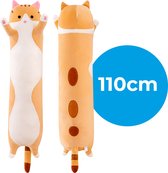Kat knuffel Kawaii - Heerlijk zachte dierenvriend - Oranje - 110cm lang (XL)