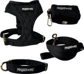 Project 01 Pet - M - luxe fluwelen harnas, halsband, riem, poepzak set voor hond- duurzaam - comfortabel - zacht