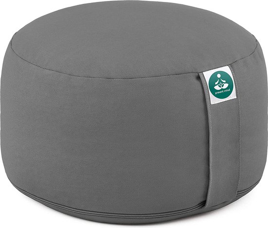 Zafu meditatiekussen grijs zwart kopen - yoga zitkussen kapok