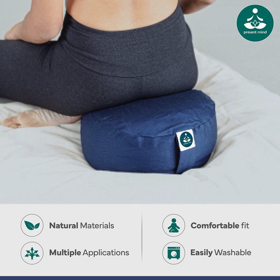Present Mind Yoga Bolster – Yoga Kussen Rond (20 cm) - Kleur: Smaragdgroen - Gemaakt in de EU – Yoga Kussen met Wasbare hoes - 100% Natuurlijke Yogabolster