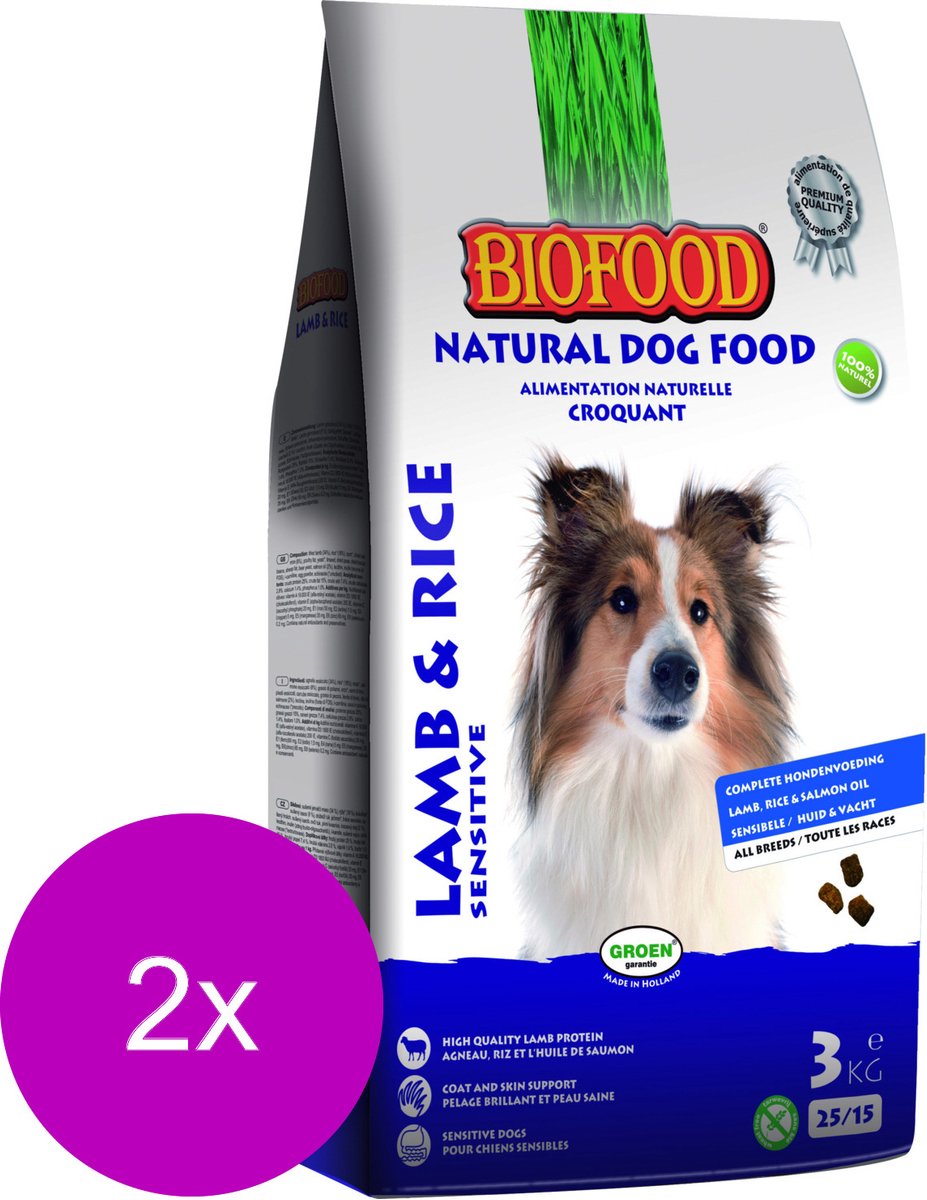 Biofood Bf Hondenvoeding Lam&Rijst - Hondenvoer - 2 x 3 kg