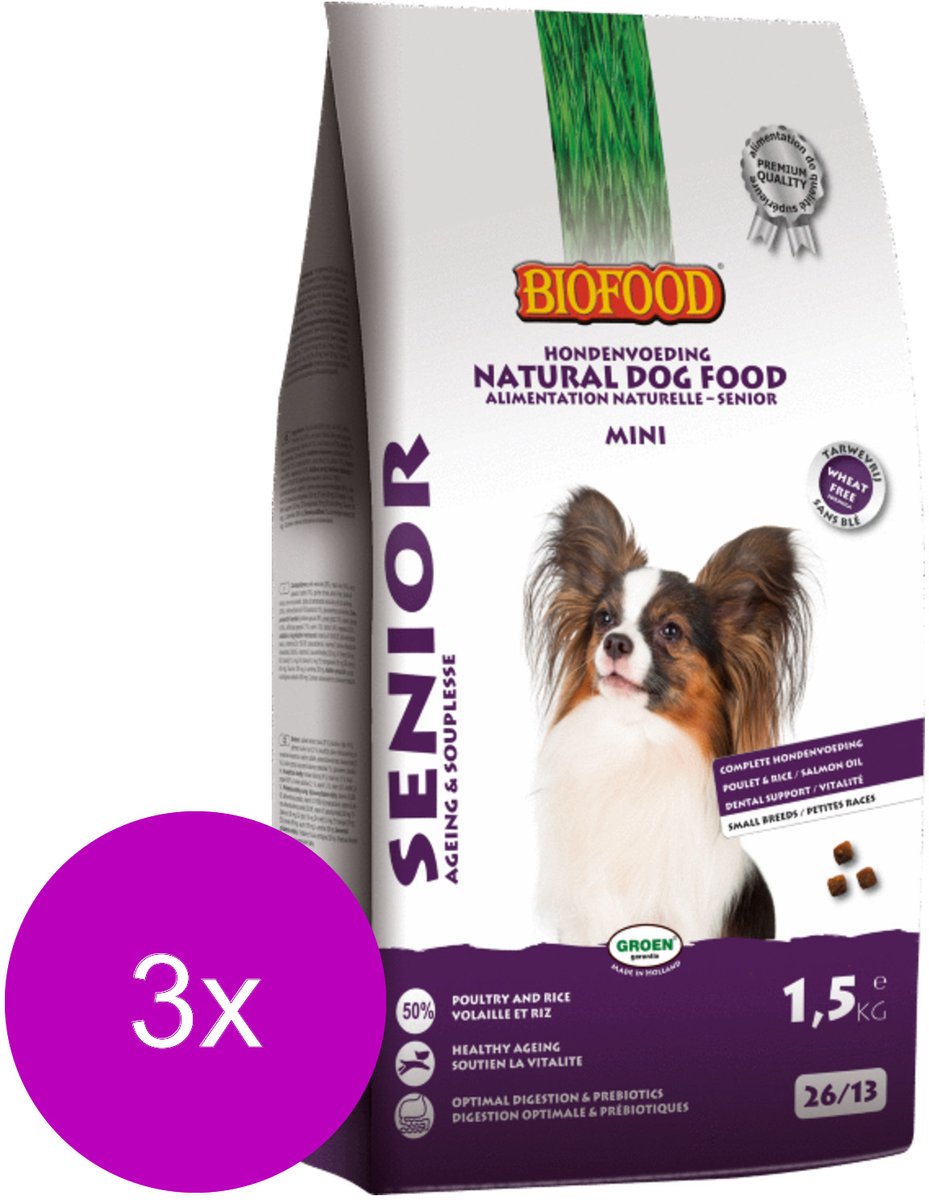 Biofood Bf Senior Small Breed - Hondenvoer - 3 x Gevogelte 1.5 kg