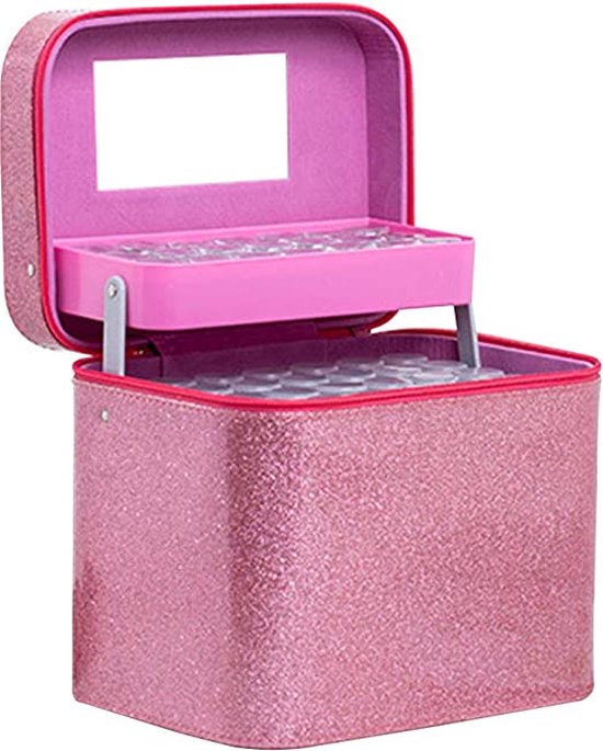 Foto: Diamond painting storage case koffer 126 slots licht roze