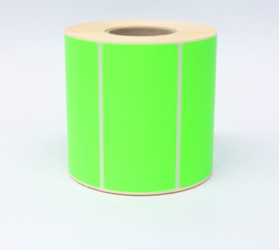 Blanco Stickers op rol 1000 etiketten 100x50mm fluor groen