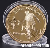 Allernieuwste.nl® Elvis Presley Herdenkingsmunt Geluksmunt Verguld Cadeau - The Legend Geschenk Idee - Goud Verguld - Ø 40 mm