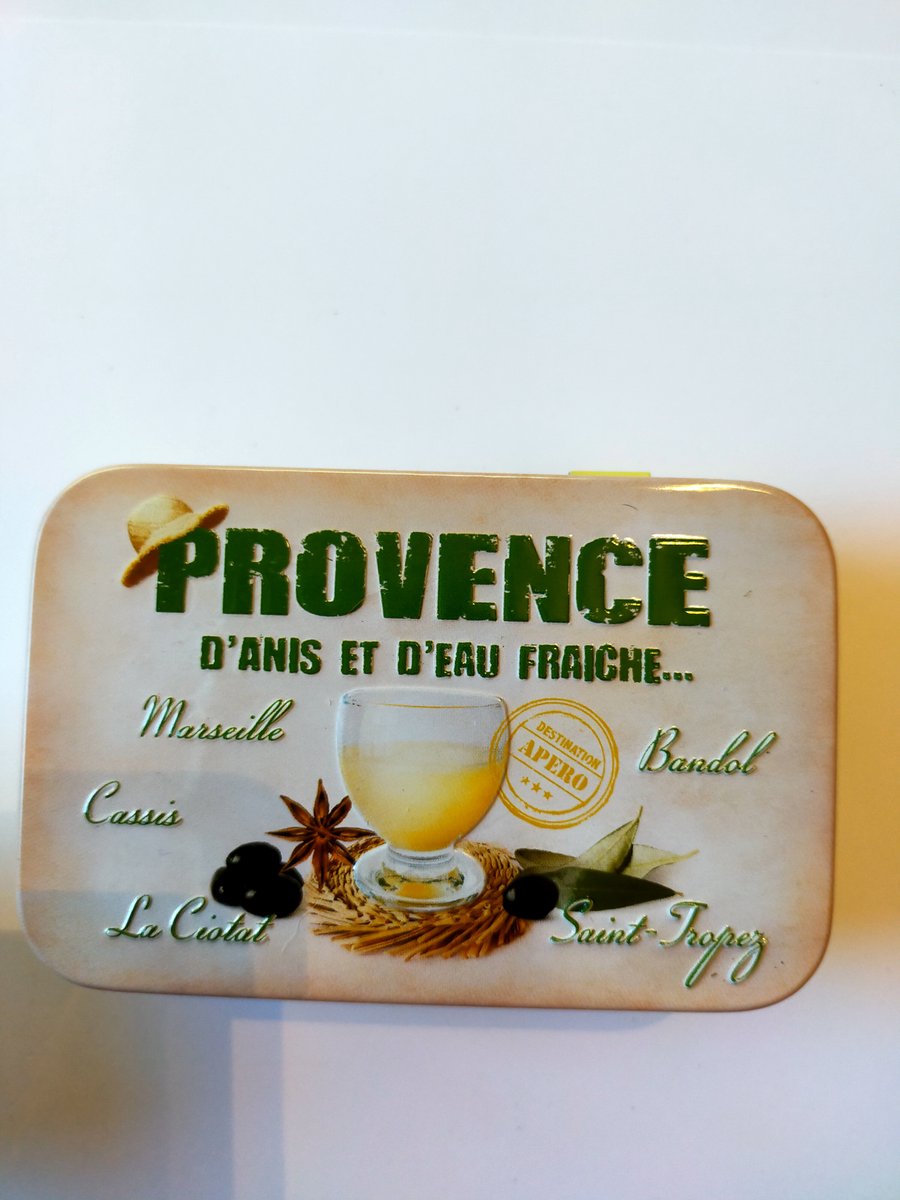 Metalen zeepblik met opdruk Provence d'anis et d'eau fraiche – Vintage voorraadblik – Franse handzeep – Marseille zeep Marseillezeep