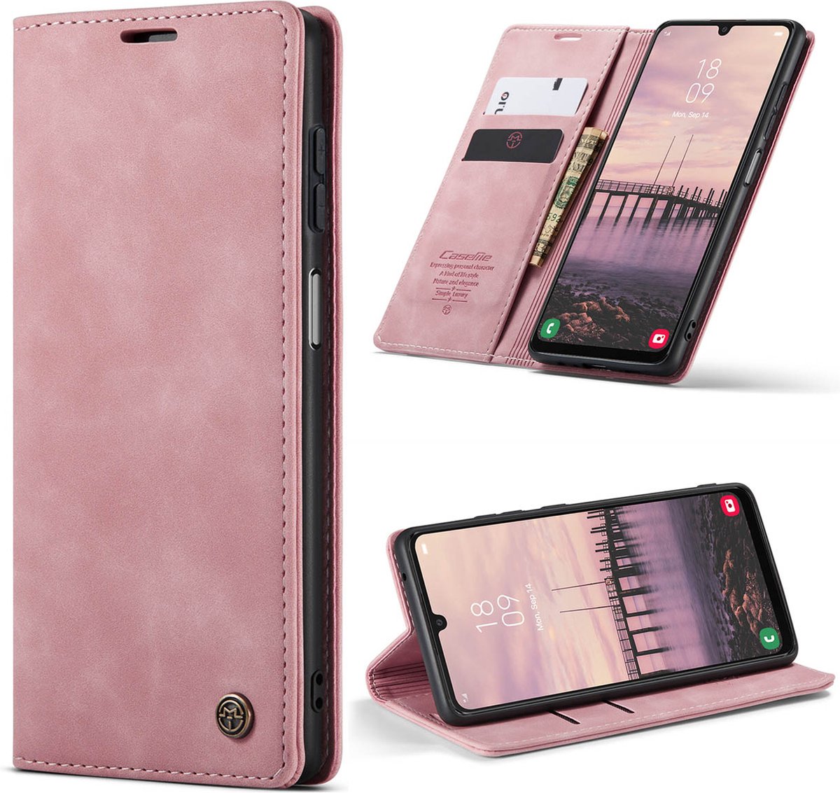 CASEME Samsung Galaxy A14 4G/5G hoesje - Wallet Case - Roze - Caseme