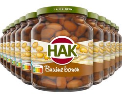 HAK Bruine Bonen - Tray 12x370 gram - Boordevol Proteïne / Eiwit en IJzer - Vegan - Plantaardig- Vegetarisch - Gemaksgroenten - Groenteconserven - Uit Zeeland