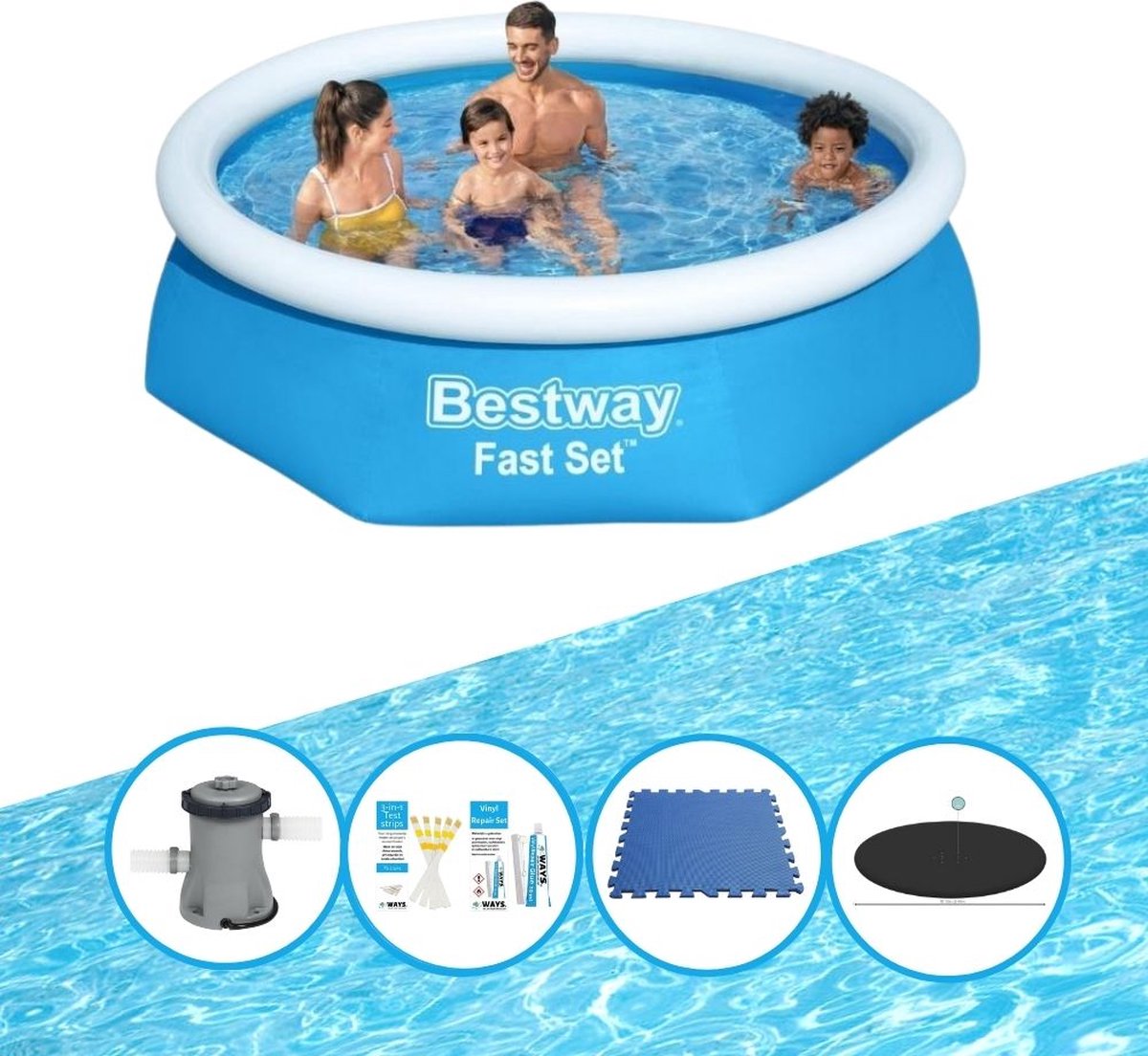 Bestway Zwembad Fast Set - Inclusief accessoires - 244x61 cm