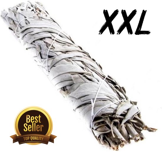 Witte Salie Smudge Stick XXL 22cm Meditatie Yoga Huis Reinigen Spiritueel bol.