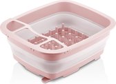 Qlux - Égouttoir à vaisselle - Égouttoir pour lave-vaisselle - Pliable - Pliable - Compact - Égouttoir pour lave-vaisselle avec égouttoir à couverts - Seau - Rose