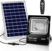 Projecteur Solaire LED - Projecteur LED - Aigi Solina - Applique Solar Eclairage Jardin LED - Télécommande - Etanche IP66 - 50W - Wit Clair/Froid 6500K