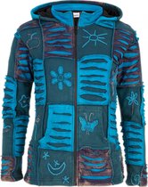 Dames Vest van Katoen met Polyester Fleece voering en vaste capuchon met binnenkraag - SHAKALOHA - W Buzz Turquoise XXL.