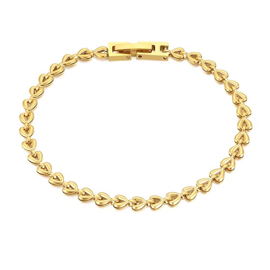 Twice As Nice Armband in goudkleurig edelstaal, hartjes 17 cm