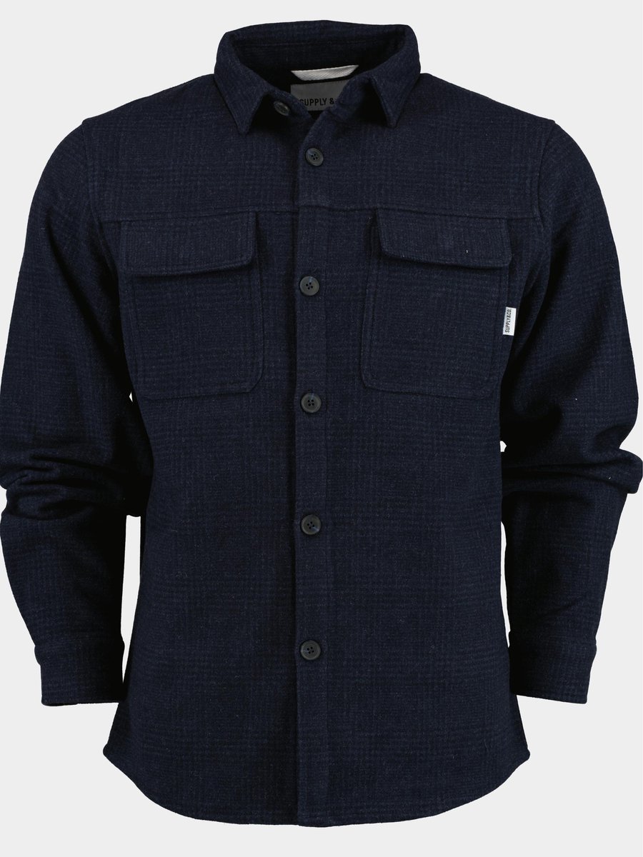 Supply & Co. Casual hemd lange mouw Blauw August Shirtjacket Checked 22307AU05/290 navy