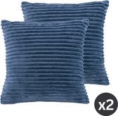 TISECO HOME STUDIO - Coussin (rempli) RIBBLE - SET/2 - microflanelle - 45x45 cm - blue stone