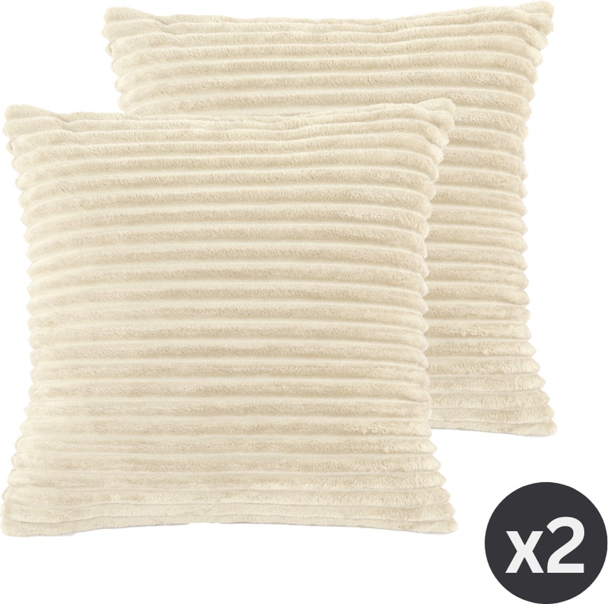TISECO HOME STUDIO - Kussen (gevuld) RIBBLE - SET/2 - microflannel - 45x45 cm - ivoor