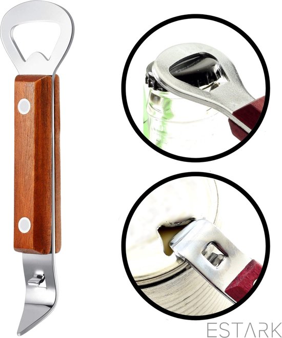 ESTARK® Flessenopener - Luxe Houten Opener - 1 STUK - Flesopener - Flessen Openers - Bierfles Bier Fles Opener - Aftrekker - Bar - Toog - Bieropener - Hout (1)