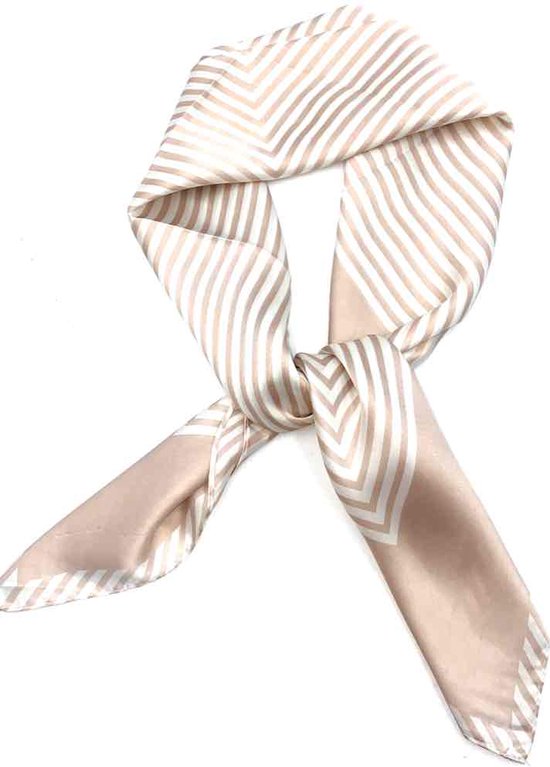 Neksjaal Constance gestreept motief roze pink wit halssjaal vierkante sjaal 70x70