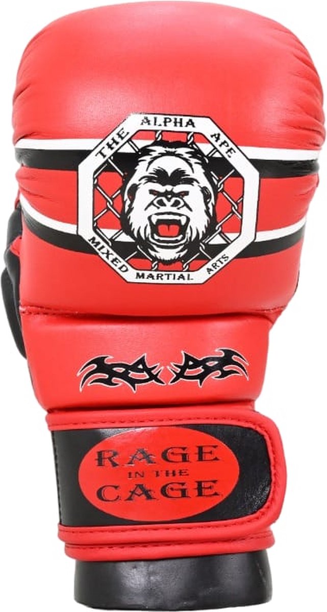 The Alpha Ape - MMA Handschoenen - MMA Gloves - Leer - Rood/Zwart/Wit - Maat M