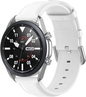 By Qubix Bracelet en cuir Classic - Wit - Bracelet Samsung Galaxy Watch 5 Pro - 45 mm - Bande passante : 20 mm