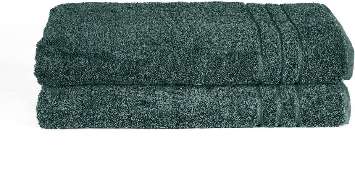 Komfortec Set van 2 Handdoeken 80x200 cm, 100% Katoen, XXL Saunahanddoeken, Saunahanddoek Zacht, Grote badstof, Sneldrogend, Donkergroen