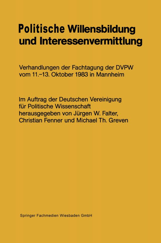 Politische Willensbildung Und Interessenvermittlung