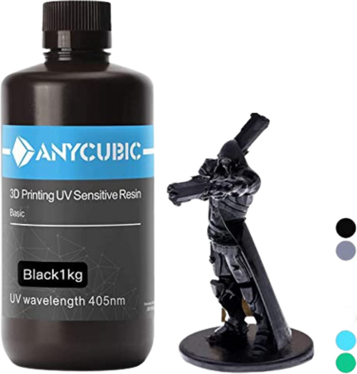Anycubic SLA 3D Printer Resin - 1 Liter - 3D Printer Filament - 7 Verschillende Kleuren - Zwart