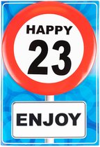 Happy age kaart 23 jaar (wenskaart met button)