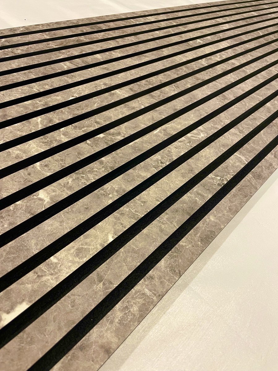 Akoestisch - Houten - Wandpaneel - WallingtonNL - Sand Marble - 240 x 60 cm - | Akoestische panelen | Geluid isoleren | Houten paneel | Nagalm | Houten latten | Akoestisch wandpaneel | Wood panel | Absorptie | Plafond paneel | Geluiddempend