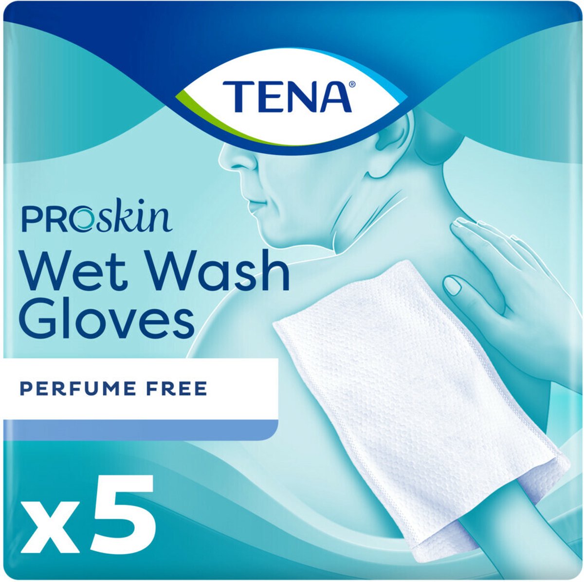 TENA ProSkin Wet Wash Gloves - Zonder parfum - 5 stuks - wegwerp