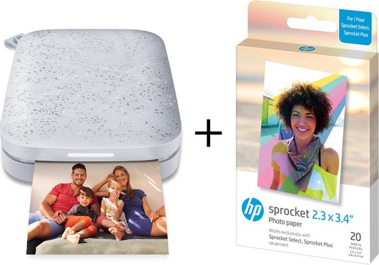 HP Sprocket White/Luna - Mobiele Fotoprinter - inclusief extra 20-pack HP  Zink papier | bol
