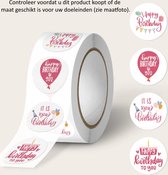 Rol met 500 Happy Birthday stickers - 2.5 cm diameter - Fijne Verjaardag - Party - Feestje - Decoratie - Versiering