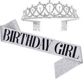 Verjaardag Sjerp en Tiara - Met text "Birthday Girl" - Zilver