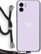 Case Company® - Hoesje met koord geschikt voor Xiaomi Redmi A1 hoesje met Koord - Klein hartje paars - Telefoonhoesje met Zwart Koord - Bescherming aan alle Kanten en Over de Schermrand