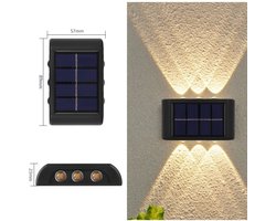 Merkloos 2 stuks Solar wandlamp- Tuin verlichting-IP65 waterdicht-warm wit licht-Met dag en nacht sensor-zwart