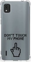 Smartphonehoesje Nokia C2 2nd Edition Telefoon Hoesje met doorzichtige rand Finger Don't Touch My Phone