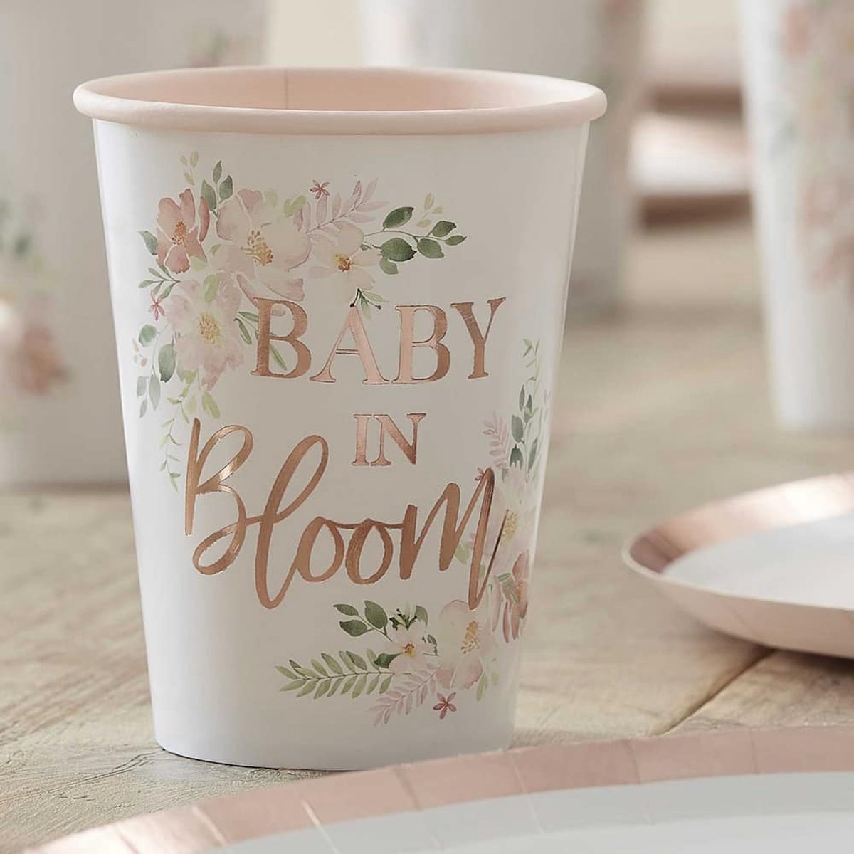 Set 8 kartonnen bekertjes | Floral Baby in Bloom *